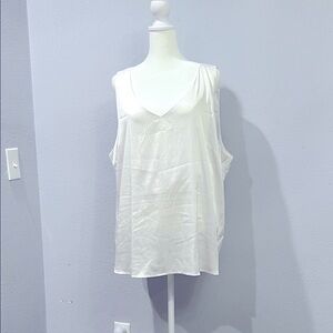 Ekouser Women’s White Cami TankTop, V Neck Pull Over Sleeveless, 3X